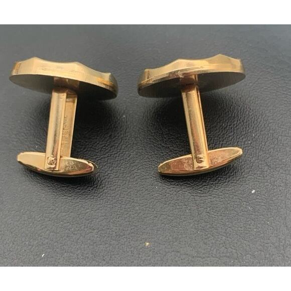 Vintage Foster Round Brushed Gold Tone Cuff Links Signed - Picture 5 of 5